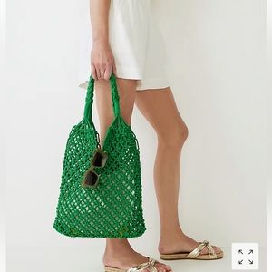 JCrew Kelly Green knotted rope Cadiz tote NWT